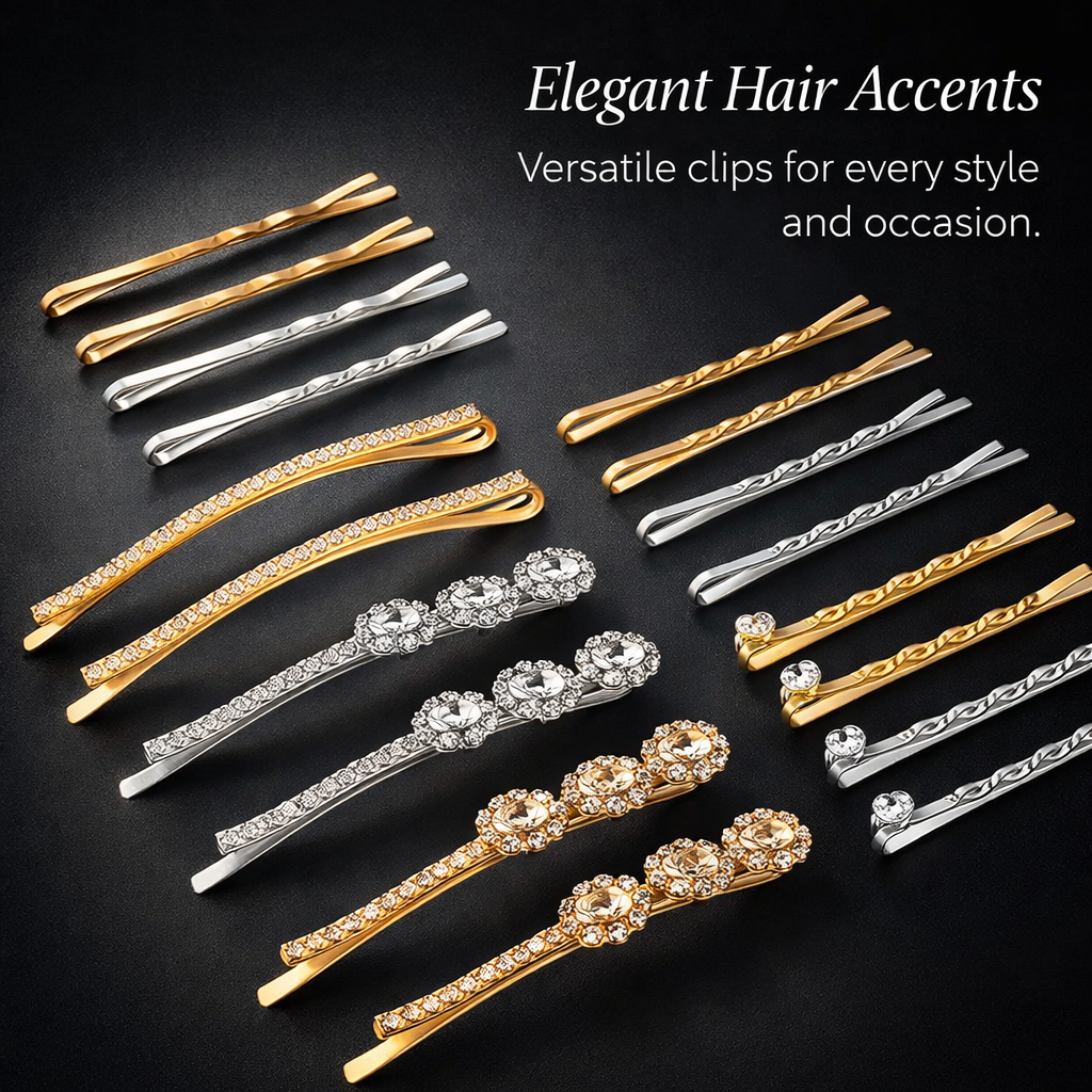 Simple Hair Pins for Women, Electroplated Design, for Bridal Hairstyle and Side Bangs