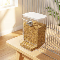 Automatic Bird Feeder and Parrot Feeder 2 Pack, Anti-Spill Bird Dispenser with Perch Tray, External Mount Cockatiel Feeder for Indoor Cage Use