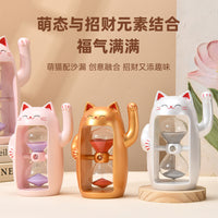 Lucky Cat Hourglass Glass Timer Handmade Modern Minimalist Ornament Personal Gift Premium Hourglass Ornament
