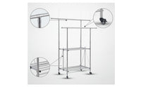 Stainless Steel Clothes Drying Rack with Shelves Two-Tier Clothes Rack with Shelves Collapsible Portable for Balcony