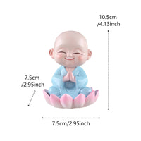 Lotus Monk Figurine Gift Idea Buddhist Desk Figurine Cute for Patio