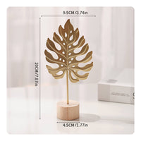 Nordic Design Iron Flower Statue with Wood Base Modern Design House Decoration Handmade for Bedroom, Bookshelf