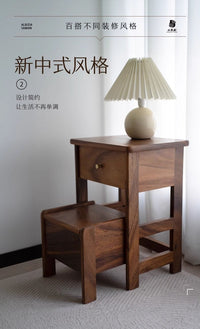 胡桃木带抽屉实木收纳凳玩具首饰收纳架收纳柜创意床头收纳小凳子