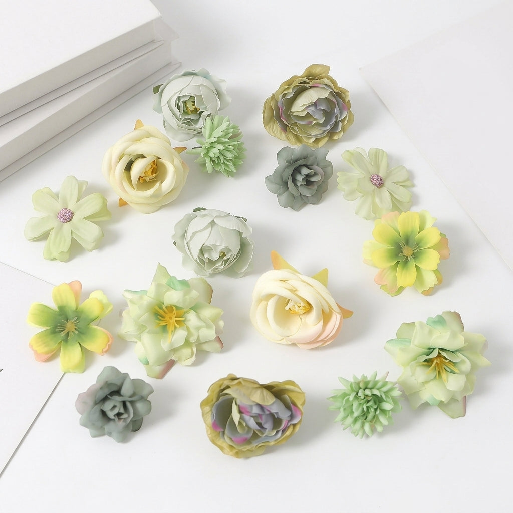 Artificial Flower DIY Material Kit for Hairpins, Headdresses, Graduation Caps, Flower Boxes, and Wreaths