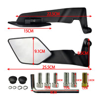 Angular Motorcycle Mirrors with Mounting Hardware Streamlined Motorcycle Rearview Mirrors Carbon-Fiber-Look Side Rearview Mirror Adjustable for Motorcyclists, Riders, Street Bikes, Touring Motorcycles