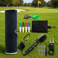 Golf Club Care Brush Cleaning Set Maintenance Supplies Black Red With Portable Towel