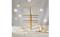 T-Shaped Jewelry Display Stand Perforated Necklace Earring Organizer Freestanding Metal Jewelry Rack Oval Base
