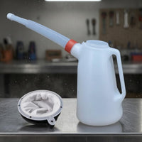 Oil Dispensing Jug Dustproof Cap Long-Spout Oil Jug Kitchen Container Mesh Filter Side Handle