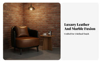Long-Lasting Iron Frame Industrial Design Booth Sofa High-Density Foam Cushion Sintered Stone Top Table Easy to Clean PU Leather Loveseat Scratch Resistant for Cafe Owners, Bar Managers, Interior Designers