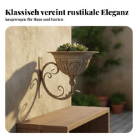 Metal Wall Planter Distressed Gray Wide Rim Wall-Mounted Planter for Fence