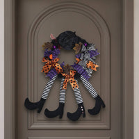 Wreath with Witch Legs Striped Door Wreath Easy to Hang Wall Hanging for Entryway