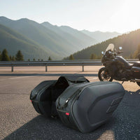 Zippered Motorcycle Saddle Bags Top Carry Handles Bike Storage Included Straps