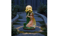 Solar Fairy Statue Energy Efficient Resin Garden Figurine Waterproof Design