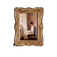 Photo Frame with Stand Gold Tabletop Photo Frame Carved for Mantel