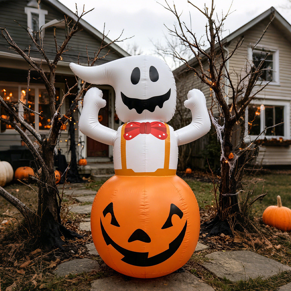 Halloween Inflatable Ghost Pumpkin Tumbler Decoration, PVC, Outdoor