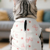 Cat Recovery Suit with fasteners, Sleeveless Polyester Clothing for Spay Recovery, Post-Surgery Cat and Anti-Licking Suit