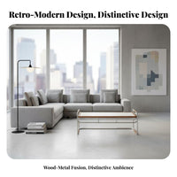 Wood Top Metal Frame Coffee Table Modernist Design Rectangular Coffee Table Small Apartment Perfect for Retro Aesthetic