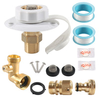 Brass RV City Water Fill Inlet with Anti-Leak One-Way Valve 90-Degree Adapter Connector