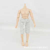 1/12男宽肩休闲裤强壮体打底6寸兵人素体娃衣肌肉强壮T恤运动服饰