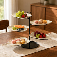 5-Tier Ceramic Stand Sturdy Construction Tiered Serving Tray Easy to Clean