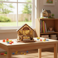 DIY Miniature House Sturdy 3D House Model Display Piece for Desk, Bookshelf