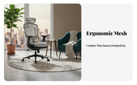 Ergonomic Chair with Headrest Breathable spinerest for Gaming Setup, Workstation