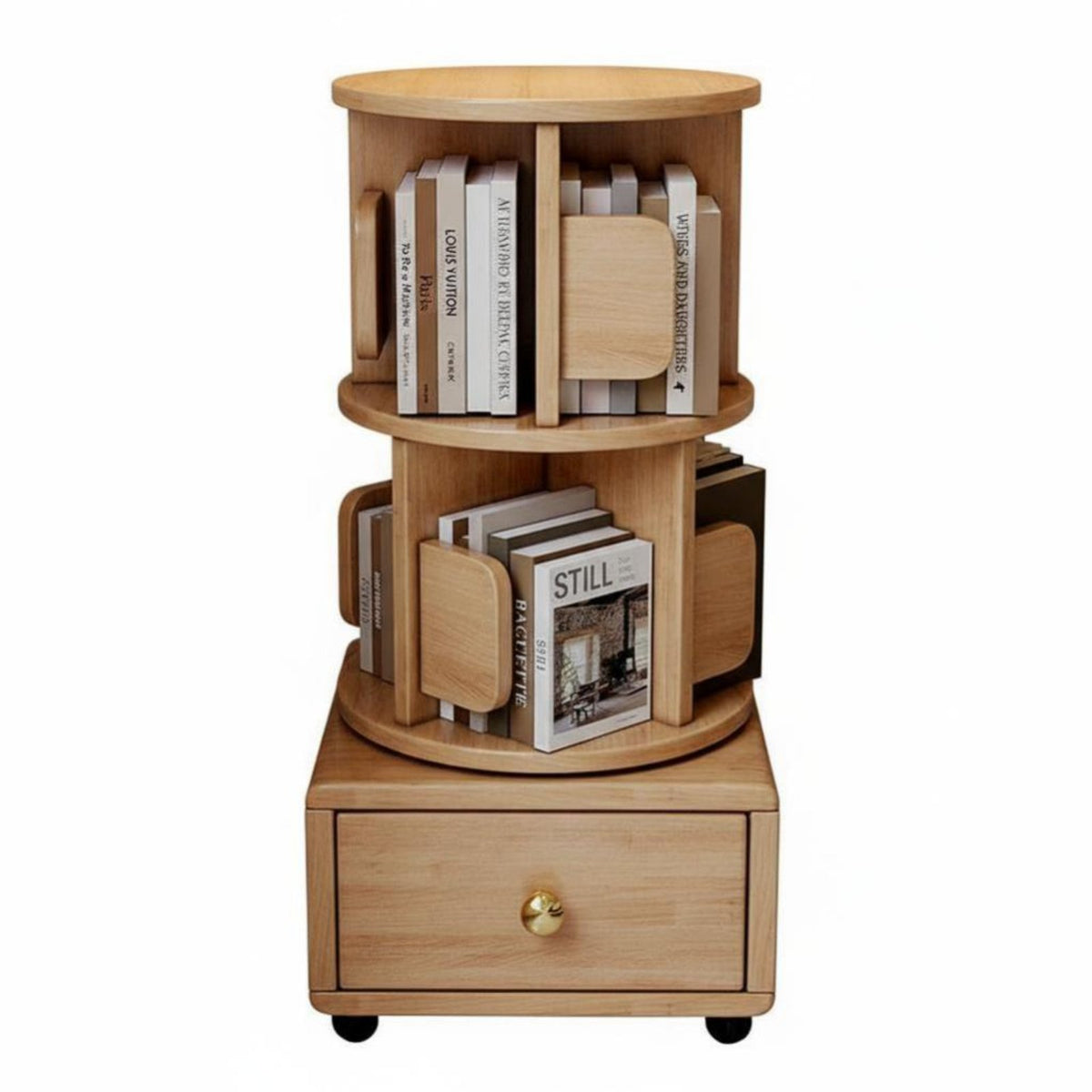 Revolving Book Revolving Book Organizer with Drawer 360° Rotating Design