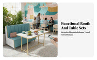 Light Luxury Design Restaurant Booth Set High-Density Foam Cushion Upholstered Dining Booth Napa Leather Upholstery Cafe Table and Chair Set Long-Lasting Construction for Bar Owners, Event Venue Managers, Homeowners, Coffee Shop, Cafe, Lounge