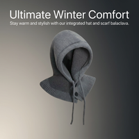 Lightweight Hooded Scarf Hat, Knit Hooded Scarf Hat, Warm Windproof Adjustable S #variant:['Grey']