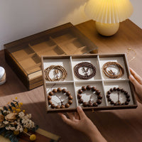Chinese Style Walnut Wood Grain Jewelry Box with Drawers, Dustproof Desktop Organizer
