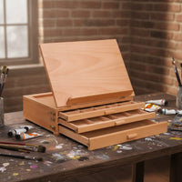 Wooden Tabletop Easel with Storage Compartments Portable Desktop Easel with Storage Foldable Art Supply Compact for Artists, Students, Hobbyists, Studio, Classroom
