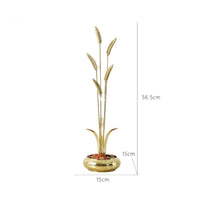 Wheat Sculpture with Bowl Base Sculptural Decorative Brass Bowl Gold-Tone