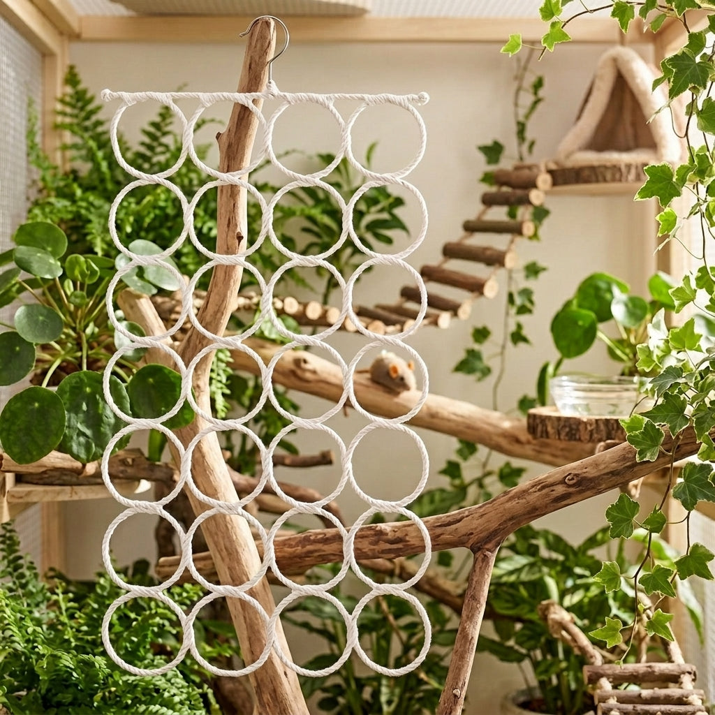 Bird Climbing Net Parrot Toy Made of Paper Vine, Circular Laps Bird Swing and Bird Perch for Small Parakeets Enrichment and Entertainment Use