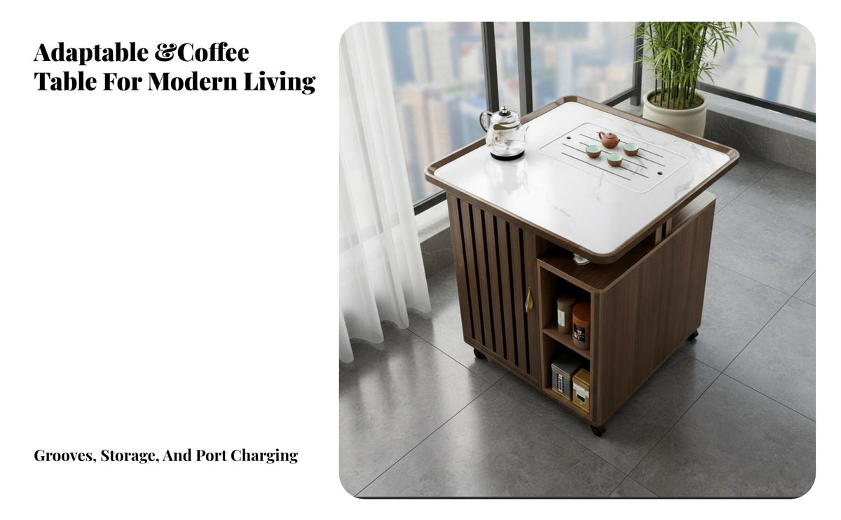 Modern Chinese Design Mobile Tea Station with Storage Space-Saving Household Furniture Versatile Use Serving Trolley Easy Assembly for Apartment Dwellers, Homeowners, Hosts, Balcony, Small Areas, Living Room, Party