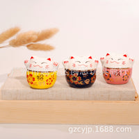 Lucky Sakura Ceramic Maneki-Neko Charm for Car or DIY Decor