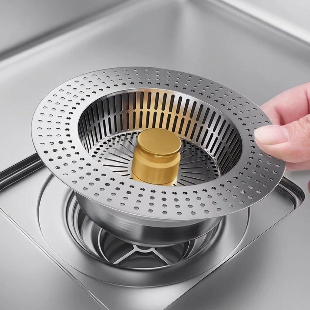 Kitchen Sink Strainer and Sink Plug with Sink Drain Stopper, Sink Strainer, Lift Up Clog-Resistant Kitchen Drain Replacement, Simple Style