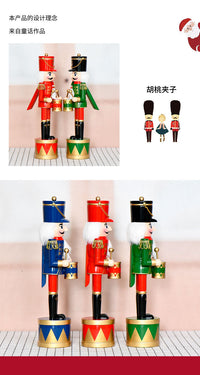 36cm Wooden Nutcracker Soldier with Drum, Christmas Craft Figure