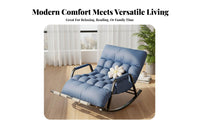 Ergonomic Design Lazy Sofa Rocking Chair Extra Thick Cushion Foldable Recliner Chair Carbon Steel Frame Adjustable Recliner Rocker for Seniors, Nursing Mothers, Balcony, Rest Time, Relaxation, Home Office