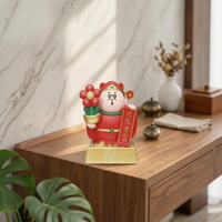 God of Prosperity Statue with Scroll Chinese God Figurine with Gold Base Feng Shui Desktop Ornament for Collectors, Reception Desk