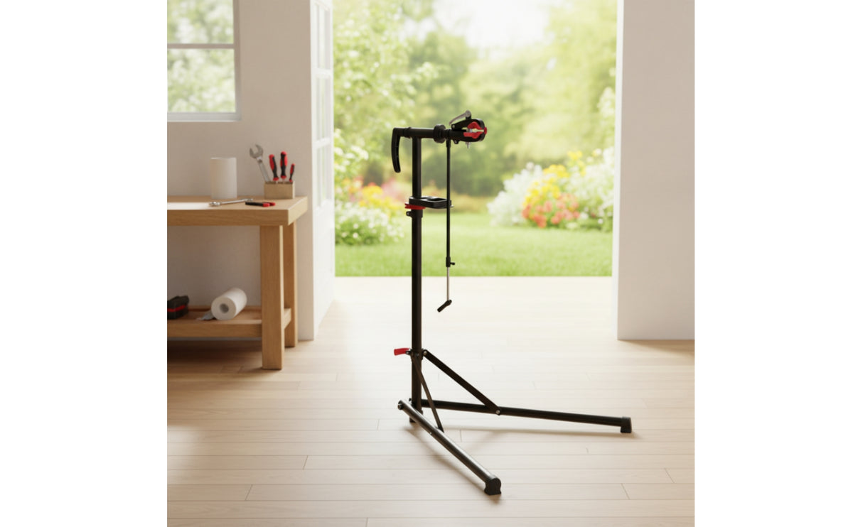 Height-Adjustable Bike Repair Stand with Clamp Rotating Two-Wheeler Repair Stand Non-Slip Bike Workstand Rust-Resistant for Workshop