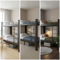Bunk Bed with Mattress Heavy Duty Bunk Bed with Wooden Boards Space-Saving Furniture for Students, Adults, Dormitory, Hostel, Employee Quarters