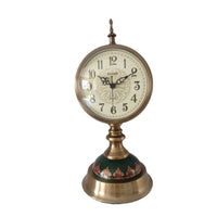 Pedestal Clock Brass-Tone Timepiece Decorative for Bookshelf