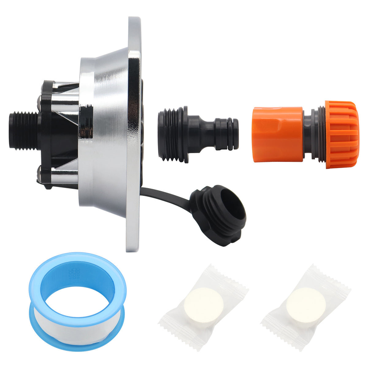 Check Valve Water Filler with Chrome Plating, Quick Connector, and 6-Point Quick Connector Set