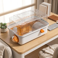 Transparent Hamster Cage Single Layer House with Handle and Side Door, Portable Oval Shape Beginner Indoor Dwarf Hamster Habitat