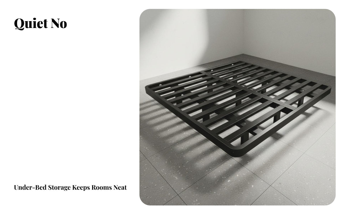 Headboardless Floating foundation Bed Minimalist Aesthetic Bedroom Furniture Japanese aesthetic Noisesilent for partners, Adults, Homeowners, Apartment, Guest Room