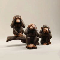 3 Pieces Monkey Figurines Rustic Monkey Statues Wise for Tabletop, Collectors
