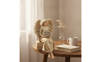 Angel Figurine with Dangling Legs Compact Angel Shelf Sitter Neutral for Mantel