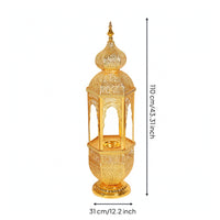 Castle Incense Holder Gold-Tone Hollow Castle Censer Ornate Incense Holder with Tray for Prayer Room, Entryway