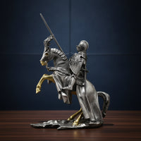 Knight on Horse Statue Metallic-Finish Sculpture Collectible for Bookshelf