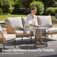 4 Pieces 4-Piece Woven Conversation Group Weather-Resistant Patio Set for Adults